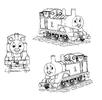 A coloring page of thomas and friends